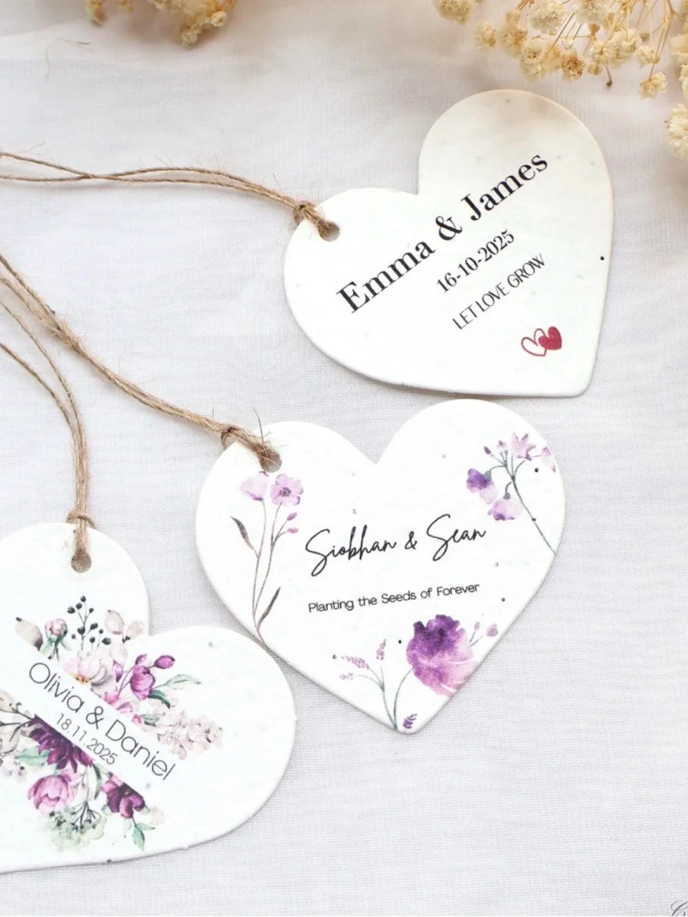 Handmade 24Botanical Large Heart Shaped Seed Paper Invitations:Memorabilia